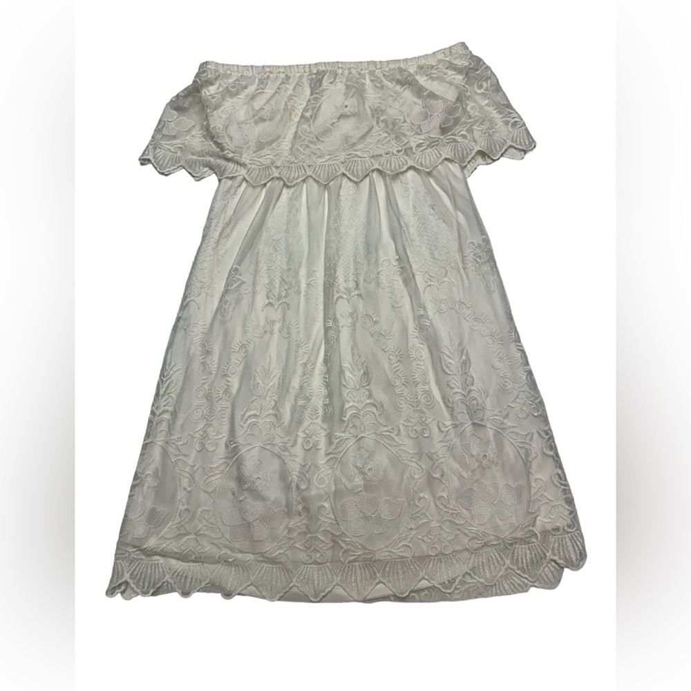 Express Cream Strapless Dress